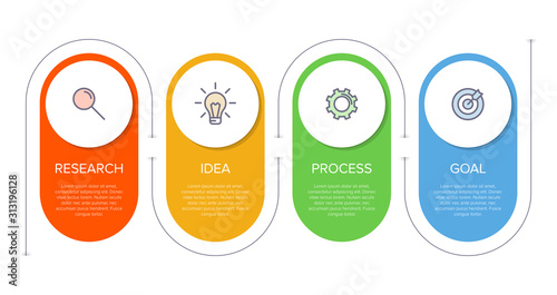 Infographic design with icons and 4 options or steps. Thin line vector. Infographics business concept. Can be used for info graphics, flow charts, presentations, web sites, banners, printed materials.