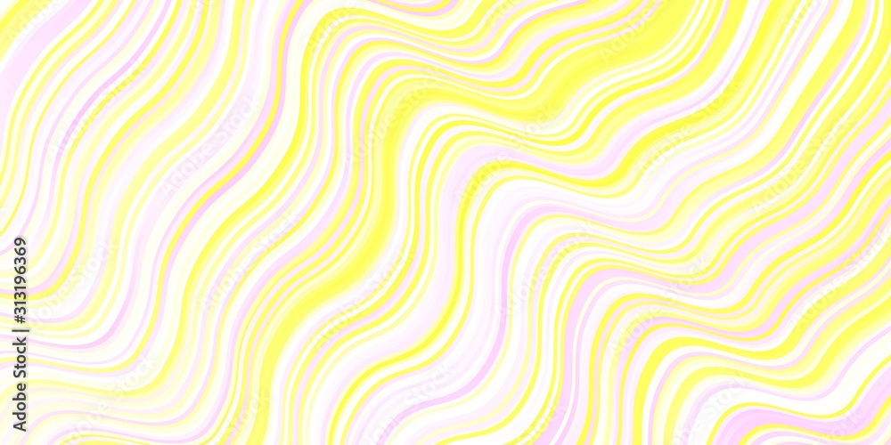 Light Pink, Yellow vector backdrop with curves.