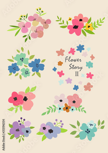 There are various flower illustrations.  Ideal for editing greeting cards, party invitations, posters, tags, and sticker kits.Vector