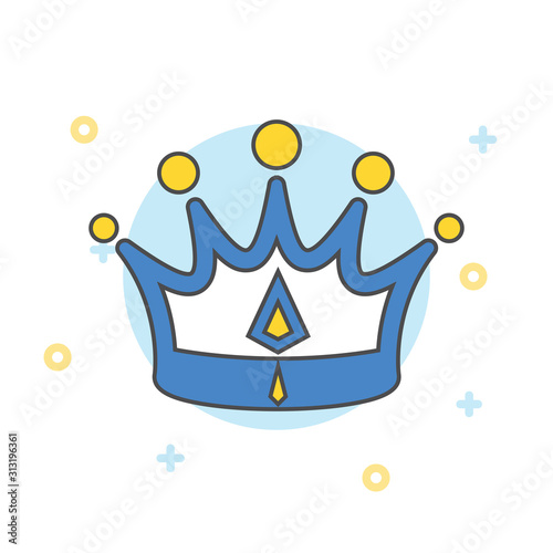 Golden Crown, With blue and yellow Mesh, Vector Illustration