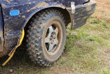 Autocross Russian sport car front wheel with rough tire