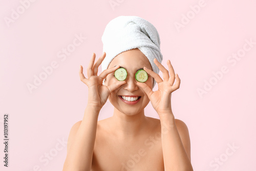 Beautiful Asian woman with ...