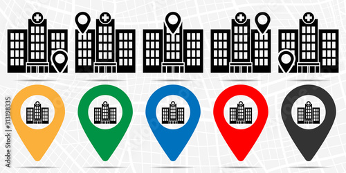 The hospital, infirmary icon in location set. Simple glyph, flat illustration element of medicine theme icons
