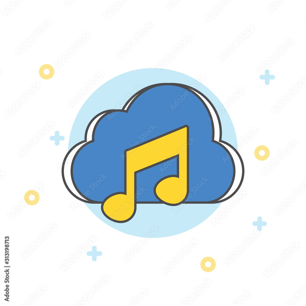Music note cloud sound silhouette icon. Music note cloud sound silhouette icon.