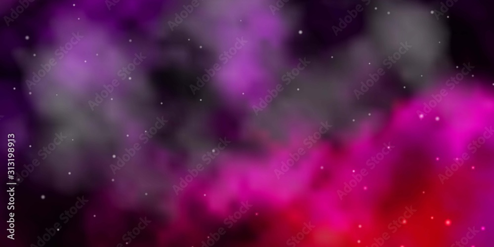 Dark Purple, Pink vector background with colorful stars. Blur decorative design in simple style with stars. Design for your business promotion.