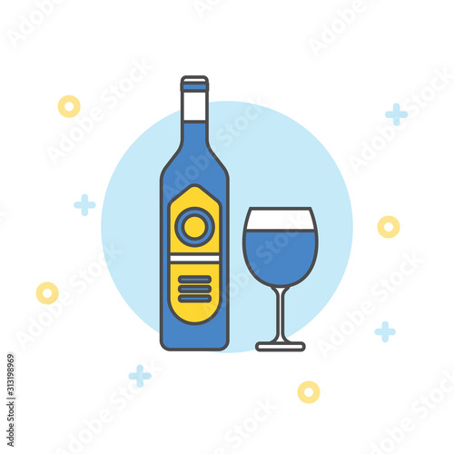 Wine glass and background on white