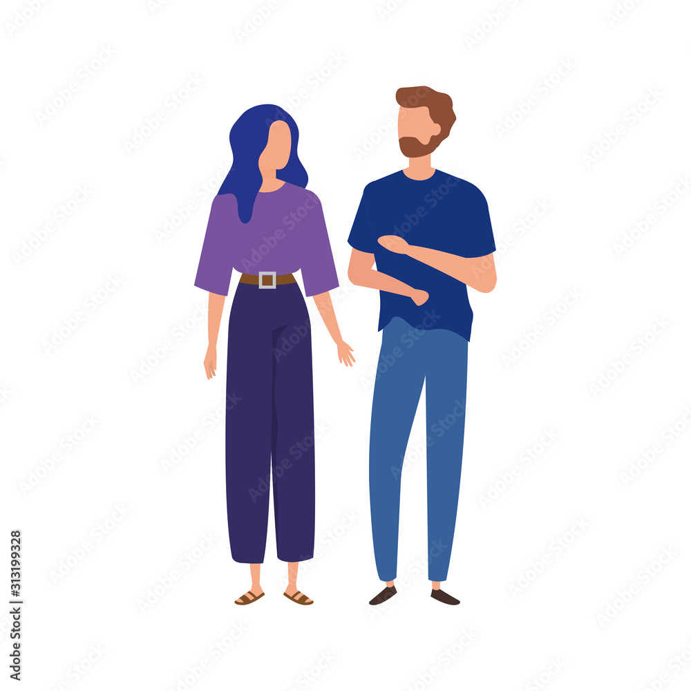 young couple avatar character icons young couple avatar character icons