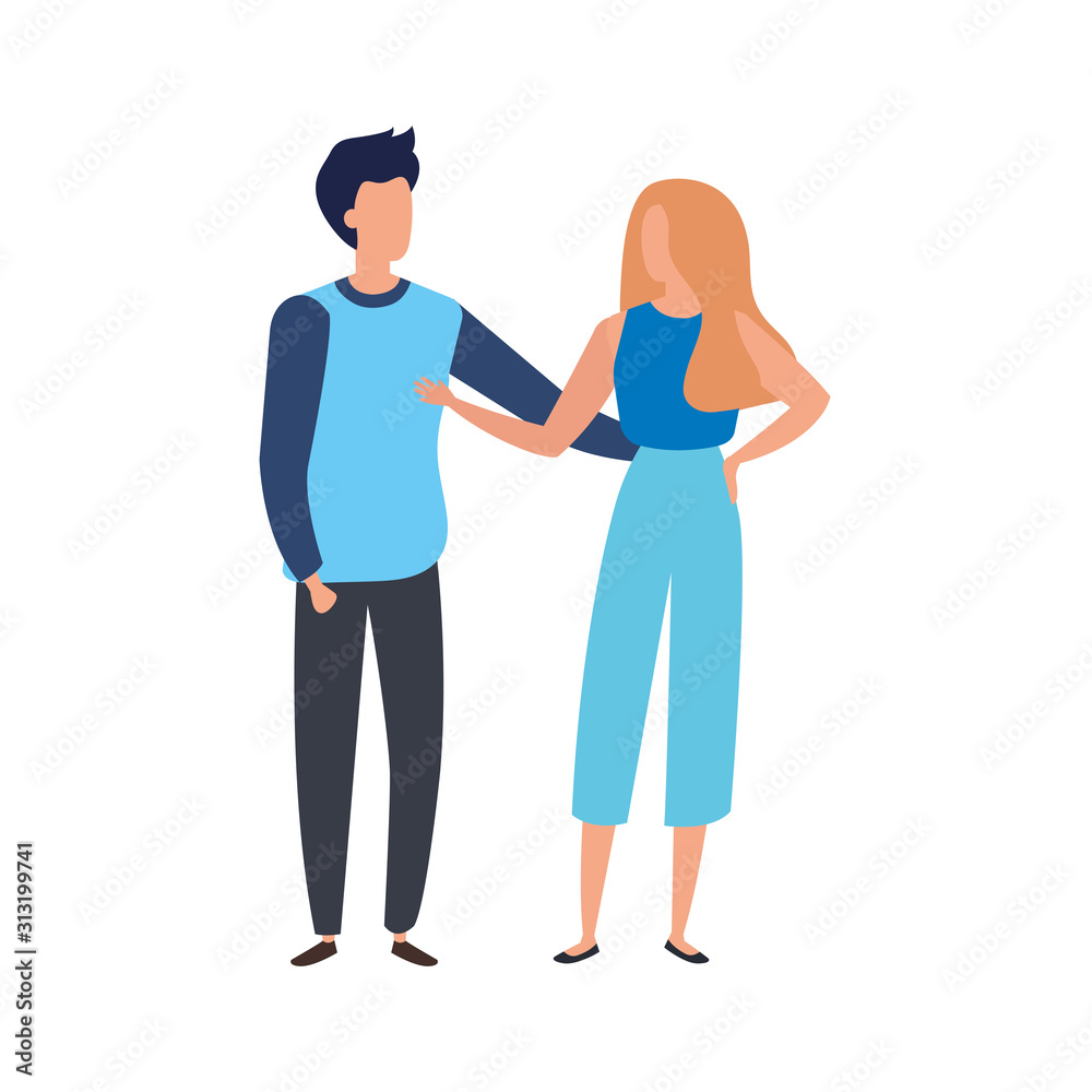 young couple avatar character icons