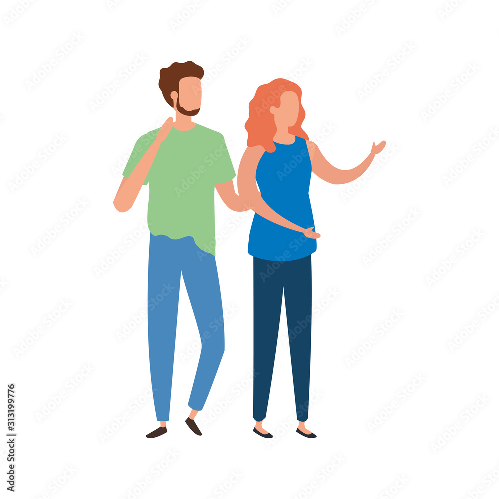 Fototapeta premium young couple avatar character icons
