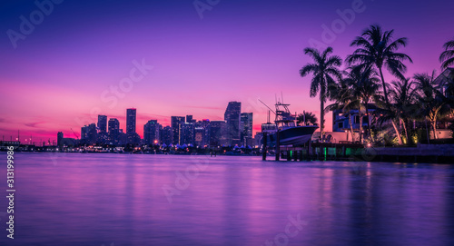 skyline city cityscape downtown aquatic sea building sky color sunset florida miami dusk © Alberto GV PHOTOGRAP