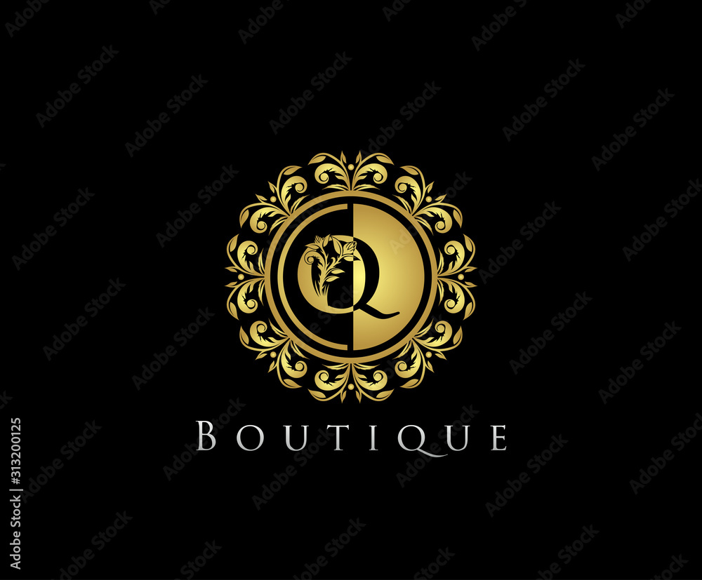 Golden Q Boutique Logo Icon, Luxury Q Letter Logo Design. Golden Q Boutique Logo Icon, Luxury Q Letter Logo Design.