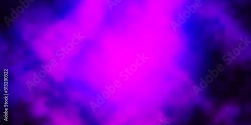 Dark Purple vector template with sky, clouds. Illustration in abstract style with gradient clouds. Pattern for your commercials.