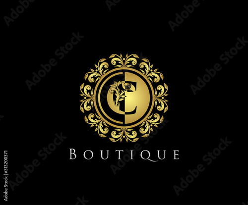 Golden C Boutique Logo Icon, Luxury C Letter Logo Design.