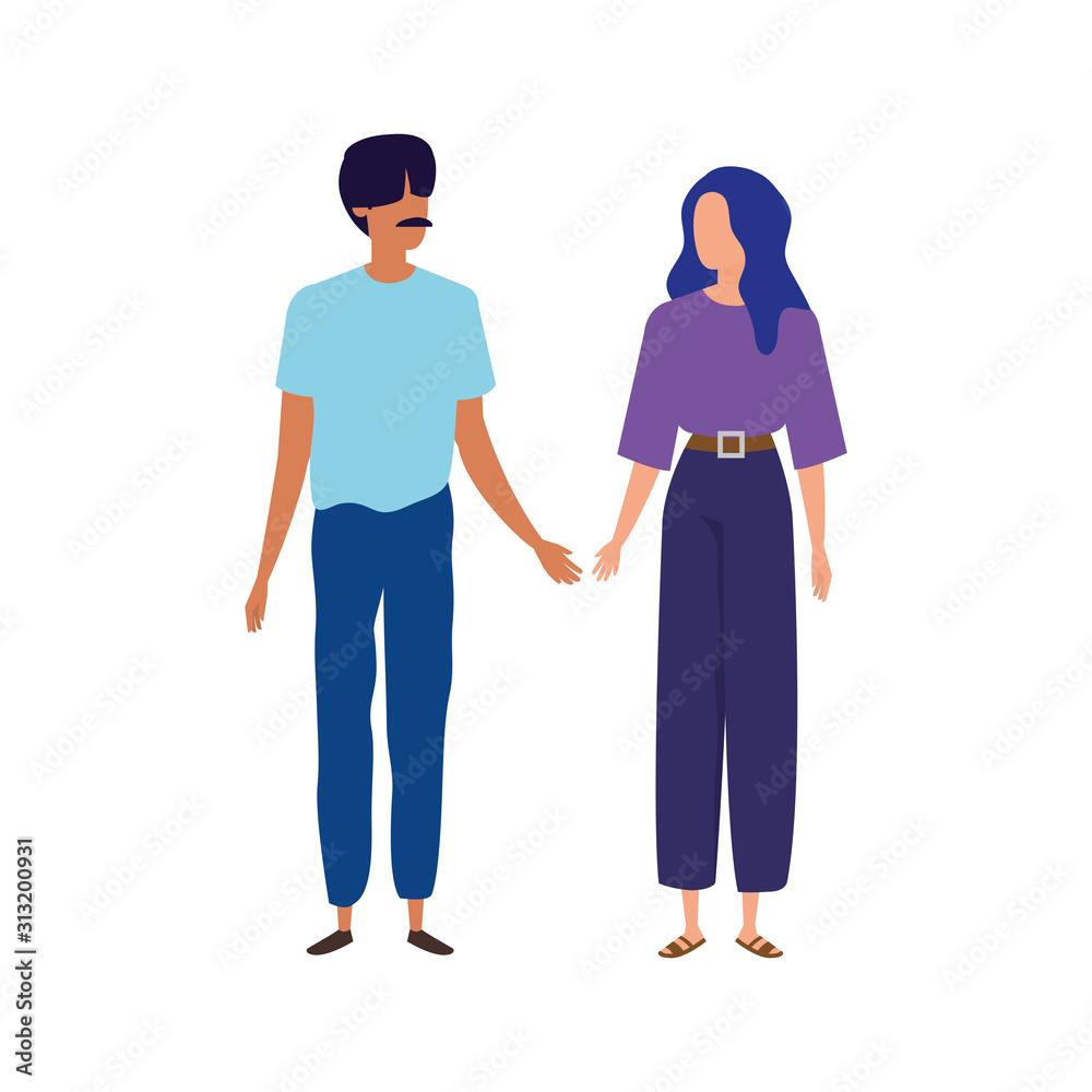 young couple avatar character icons young couple avatar character icons