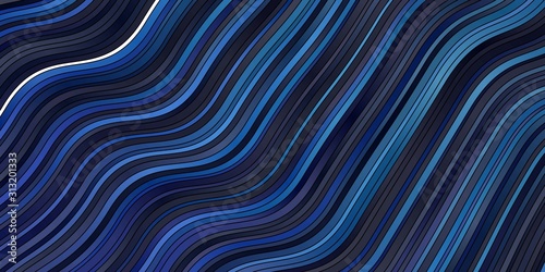 Dark BLUE vector background with bows. Abstract gradient illustration with wry lines. Pattern for booklets, leaflets.