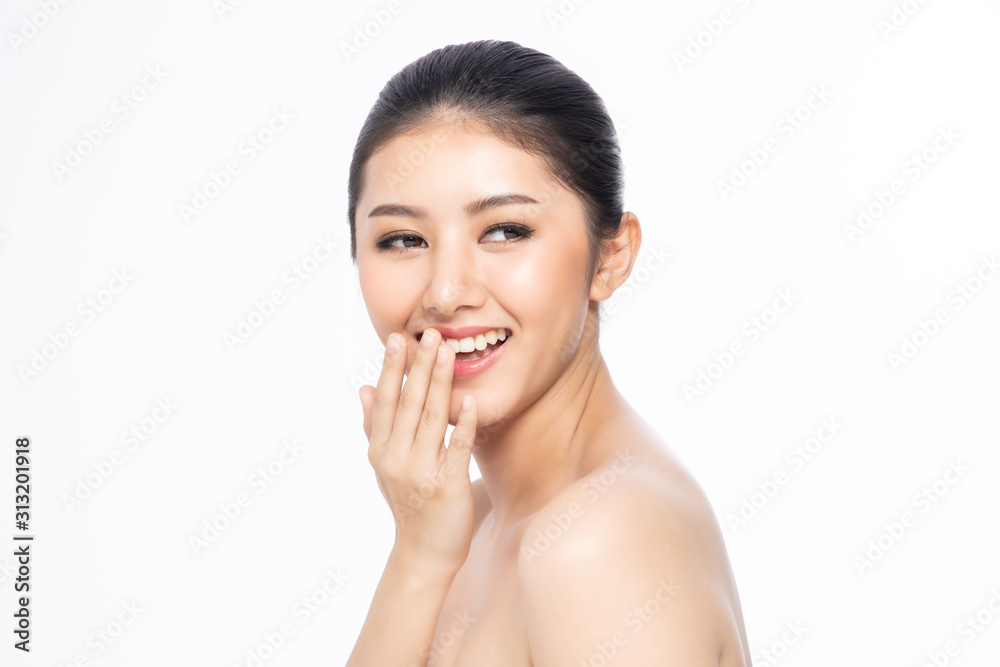 Beautiful Young Asian Woman short hair with Clean Fresh Skin. Face care, Facial treatment, Cosmetology, beauty and healthy skin and cosmetic ideas concept. Beautiful Young Asian Woman short hair with Clean Fresh Skin. Face care, Facial treatment, Cosmetology, beauty and healthy skin and cosmetic ideas concept.