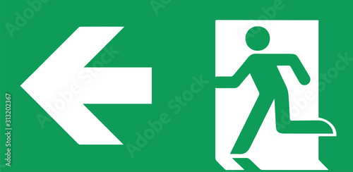 Emergency Exit Sign. Vector illustration, flat design