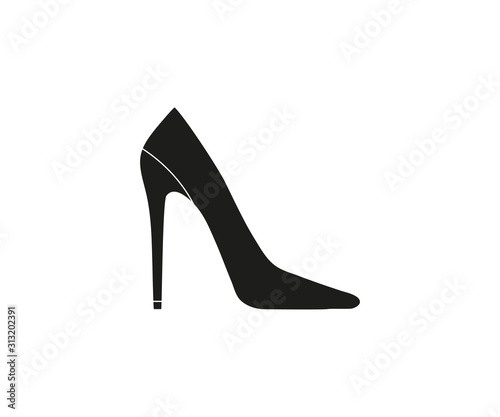 Valokuva High heel shoe icon. Vector illustration, flat design.