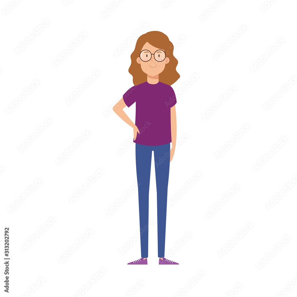 beautiful woman and eyeglasses character icon beautiful woman and eyeglasses character icon