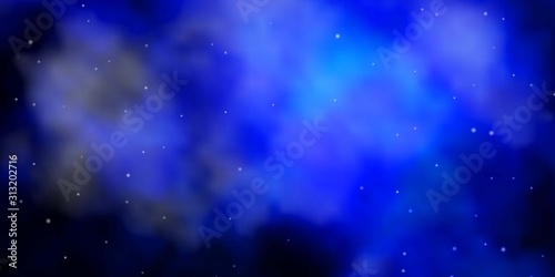 Dark BLUE vector template with neon stars. Colorful illustration in abstract style with gradient stars. Best design for your ad, poster, banner.