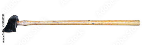 An old well-used ax isolated on a white background