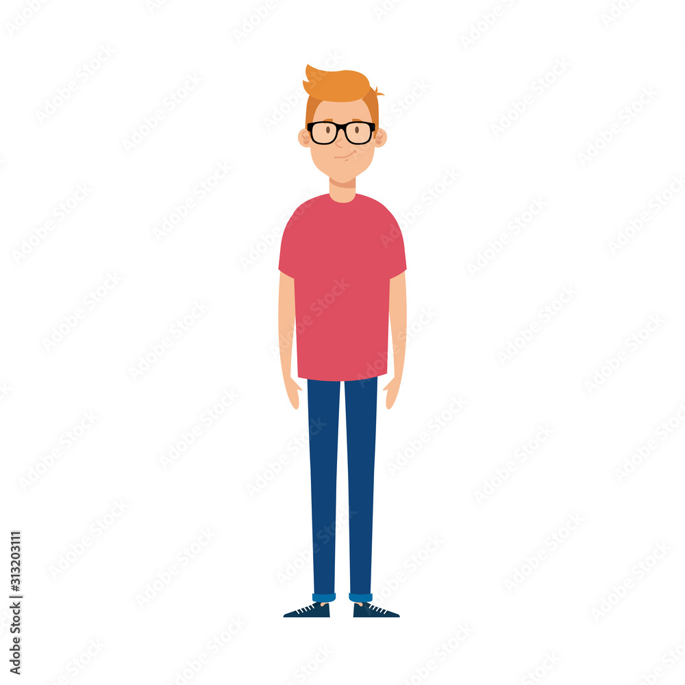 young man with eyeglasses avatar character icon