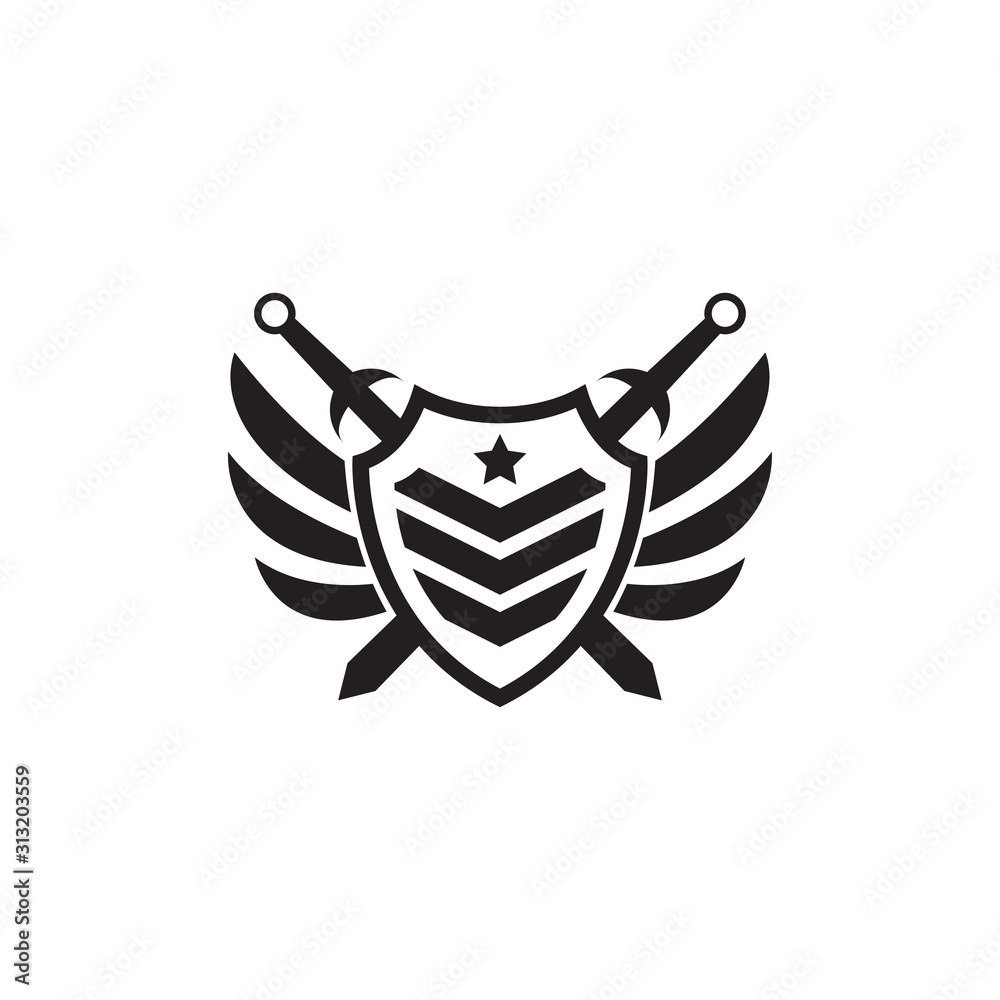 army vector logo icon sign symbol military shield circle sword wing