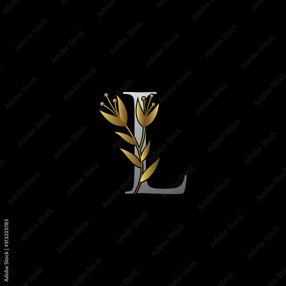 Golden L Luxury Logo Icon, Classy Letter Logo Design.