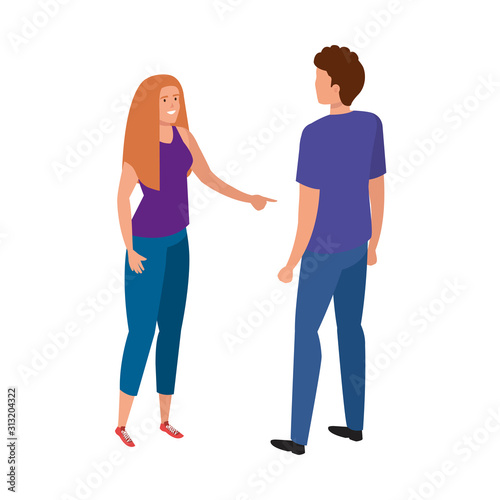 young couple avatar character icon
