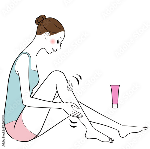 女性　スキンケア　脚