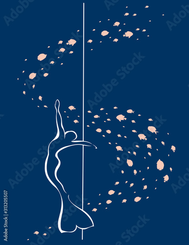 Line freediver and scool of fishes