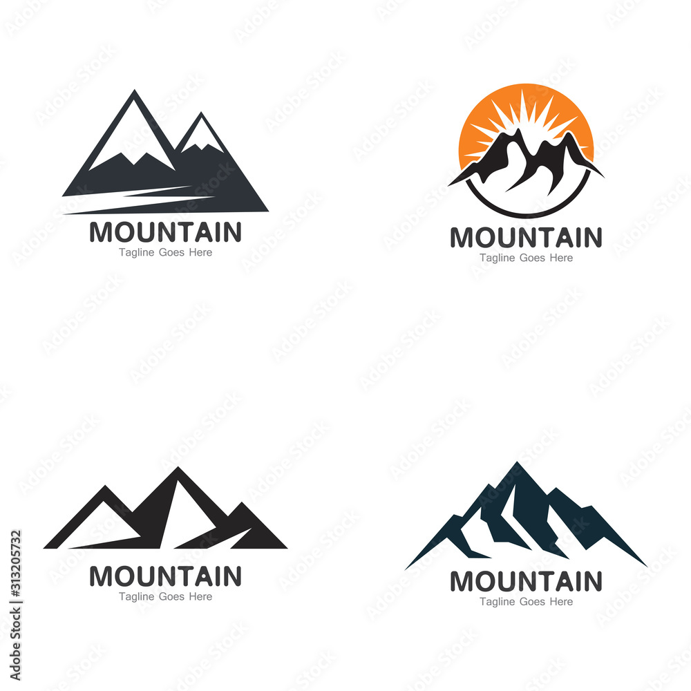 Set of Mountain logo template, outdoor design vector illustration Set of Mountain logo template, outdoor design vector illustration