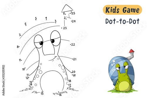 Connect the dots. Funny cartoon quiz for kids, with solution. Vector illustration with separate layers.