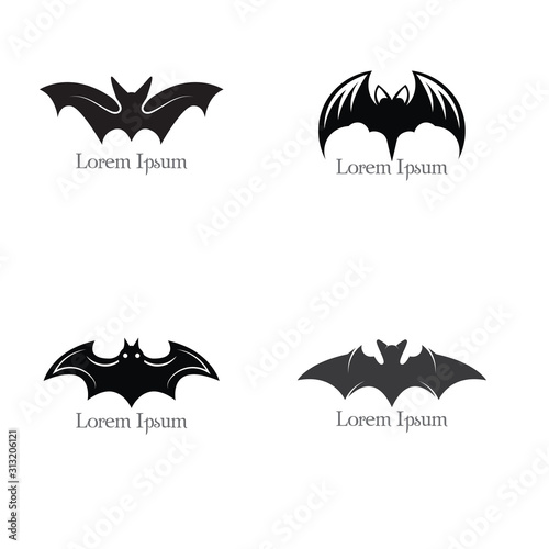 Set of Bat open wings Logo concept elements icon template