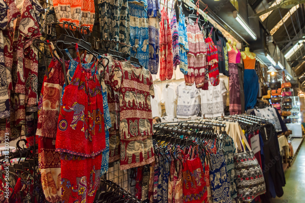 Various type of colorful children costume selling at the Chatuchak weekend market in Bangkok,Thailand.
