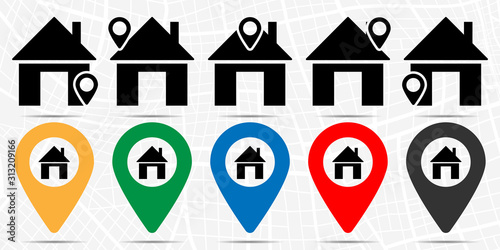 Home house icon in location set. Simple glyph, flat illustration element of web, minimalistic theme icons