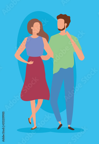 young couple avatar character icons