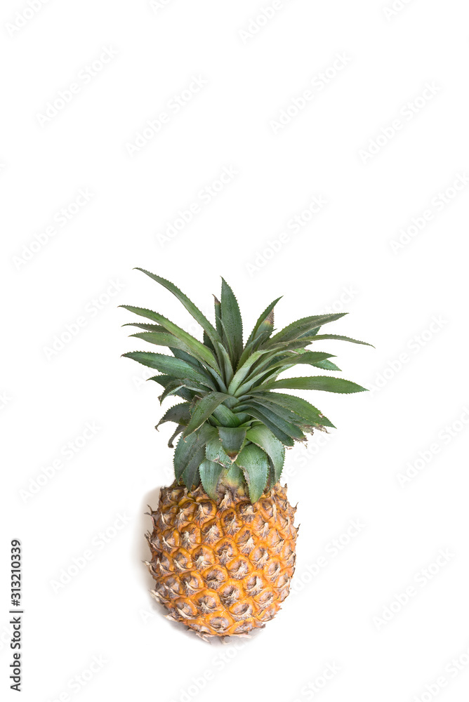 A pineapple stands alone on a white background. A pineapple stands alone on a white background.