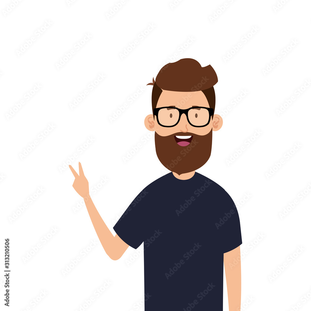 young man with beard and eyeglasses avatar character