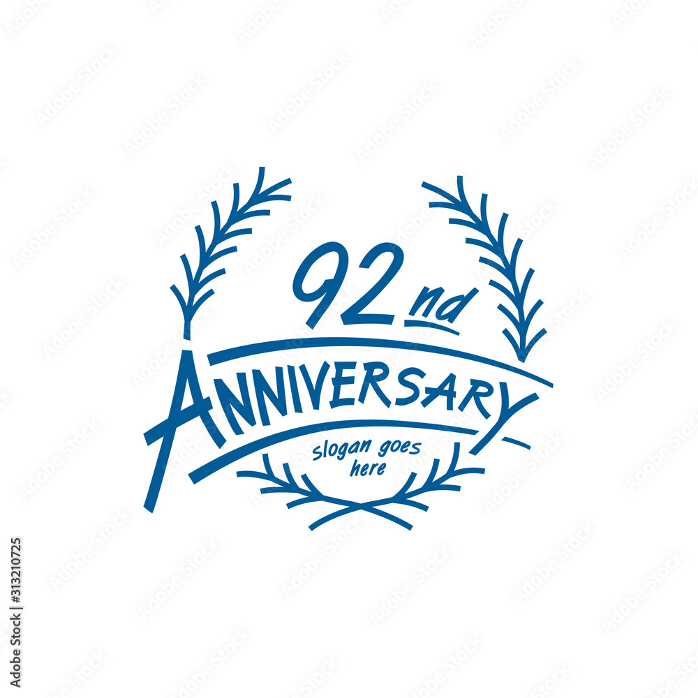 Fototapeta premium 92 years design template. Ninety second years logo. Vector and illustration. 