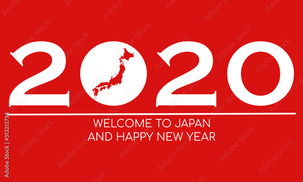 Chinese New Year style 2020 Text Silhouette Map of Japan Chinese New Year style 2020 Text Silhouette Map of Japan