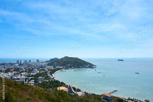 Photography View over vung tau from cable car to ho may park