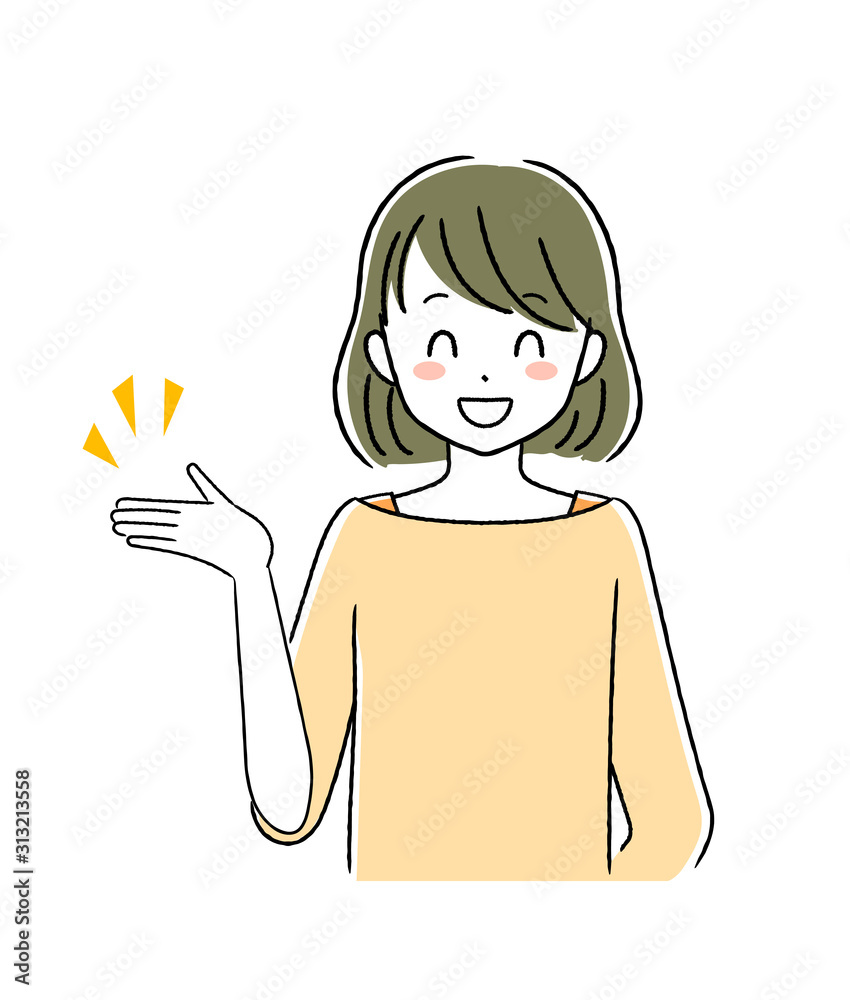 若い女性　案内