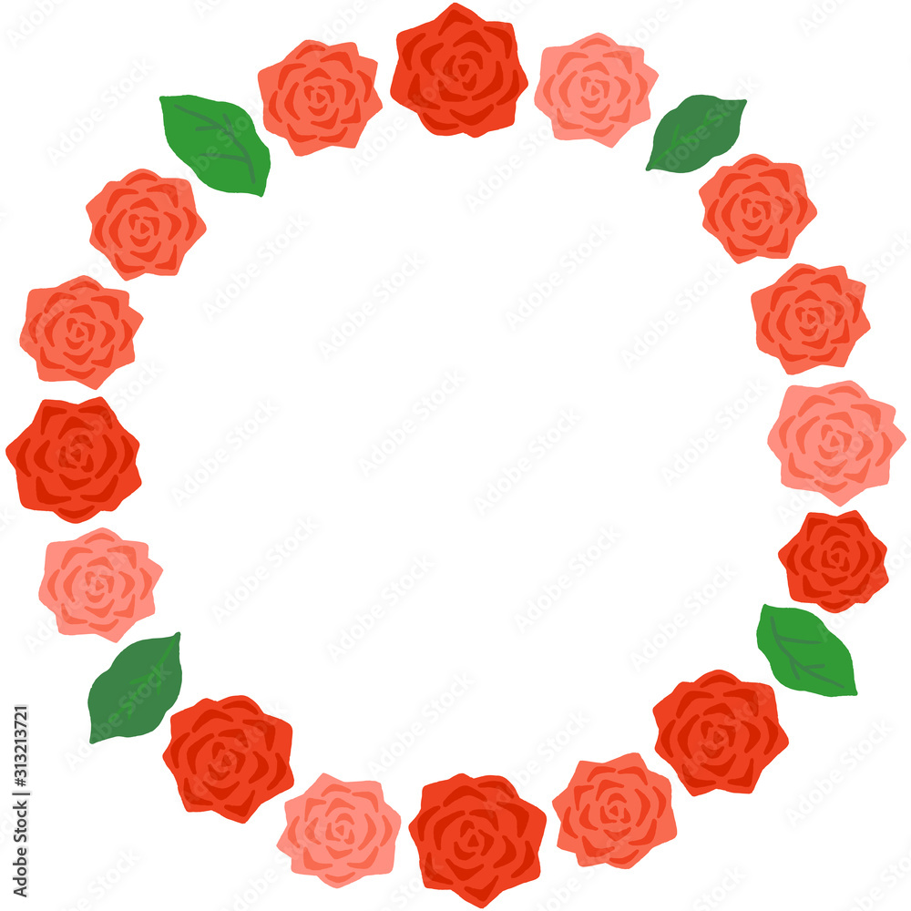 Fototapeta premium 円形のフレーム 赤いバラ