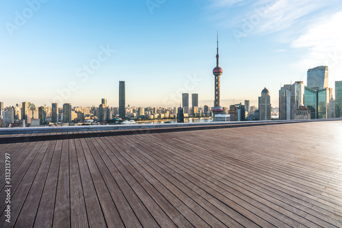 Canvas Print shanghai skyline at sunset