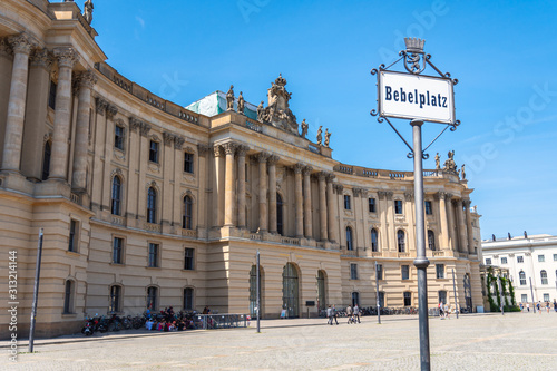Location sign of Bebelplatz in the Mitte district of Berlin photo