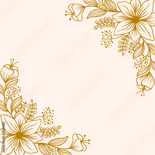Gold decorative floral background vector illustration, gold floral