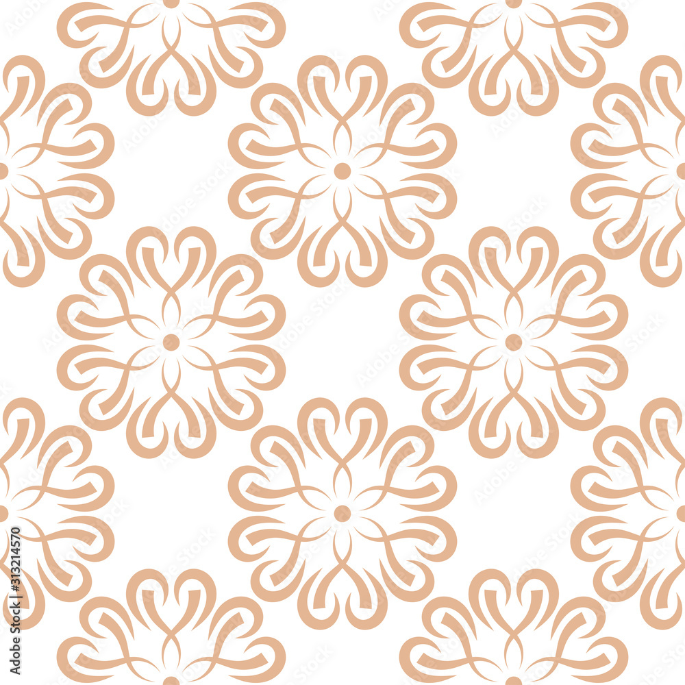 Floral beige and white seamless pattern. Background with flowers