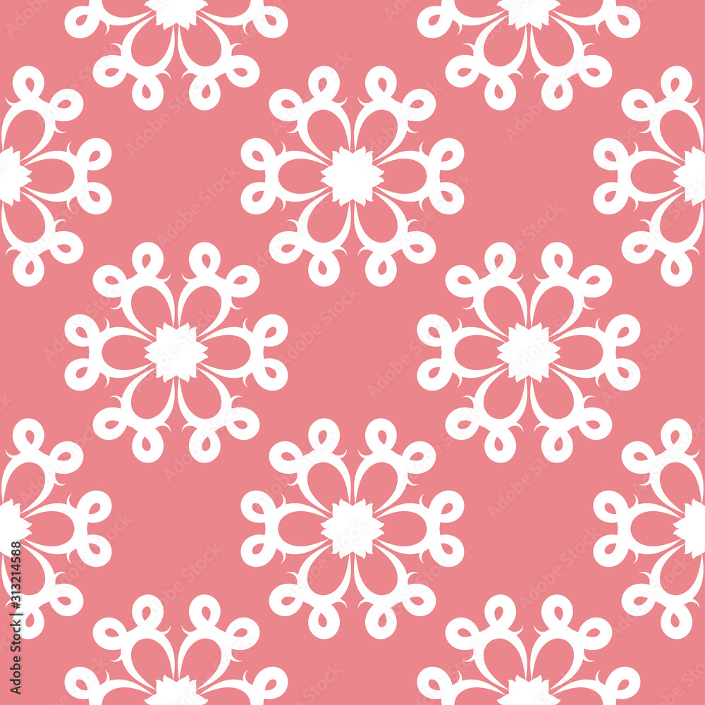 Floral seamless pattern. White and pink background