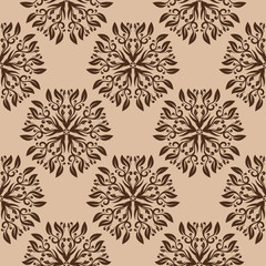 Handdoek met foto Bruin patronen Bruin bloemenpatroon beige achtergrond  © Liudmyla